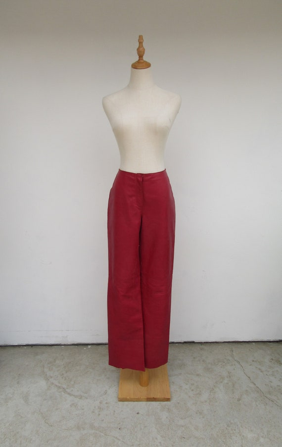 90's Kenneth Cole Red Leather Pants | 90's Leather