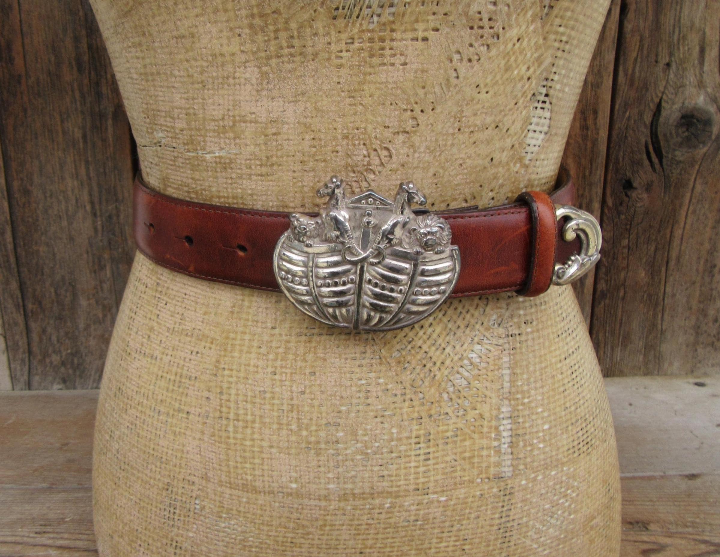Brighton Croc Embossed Leather Belt Brighton Brown Croc Embossed Leather Belt Silver Buckle W  main image 4