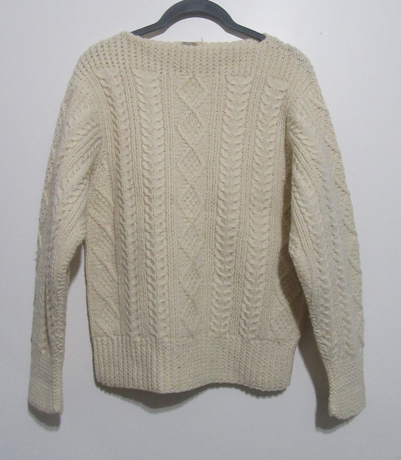 60's Wool Pullover Cableknit Cable Knit Fisherman… - image 2
