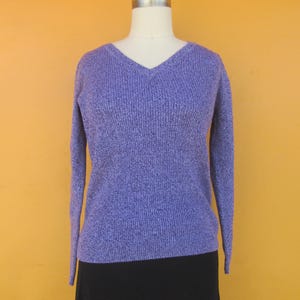 90s Heathered Purple Cotton Knit Sweater - Karen Scott
