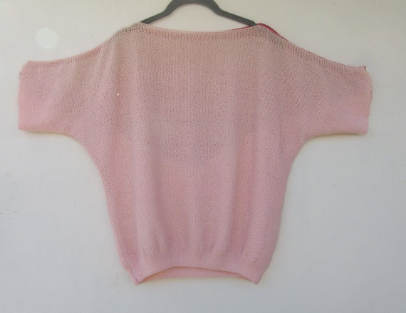 80's Short Sleeve Boatneck Knit Sweater | Short S… - image 4