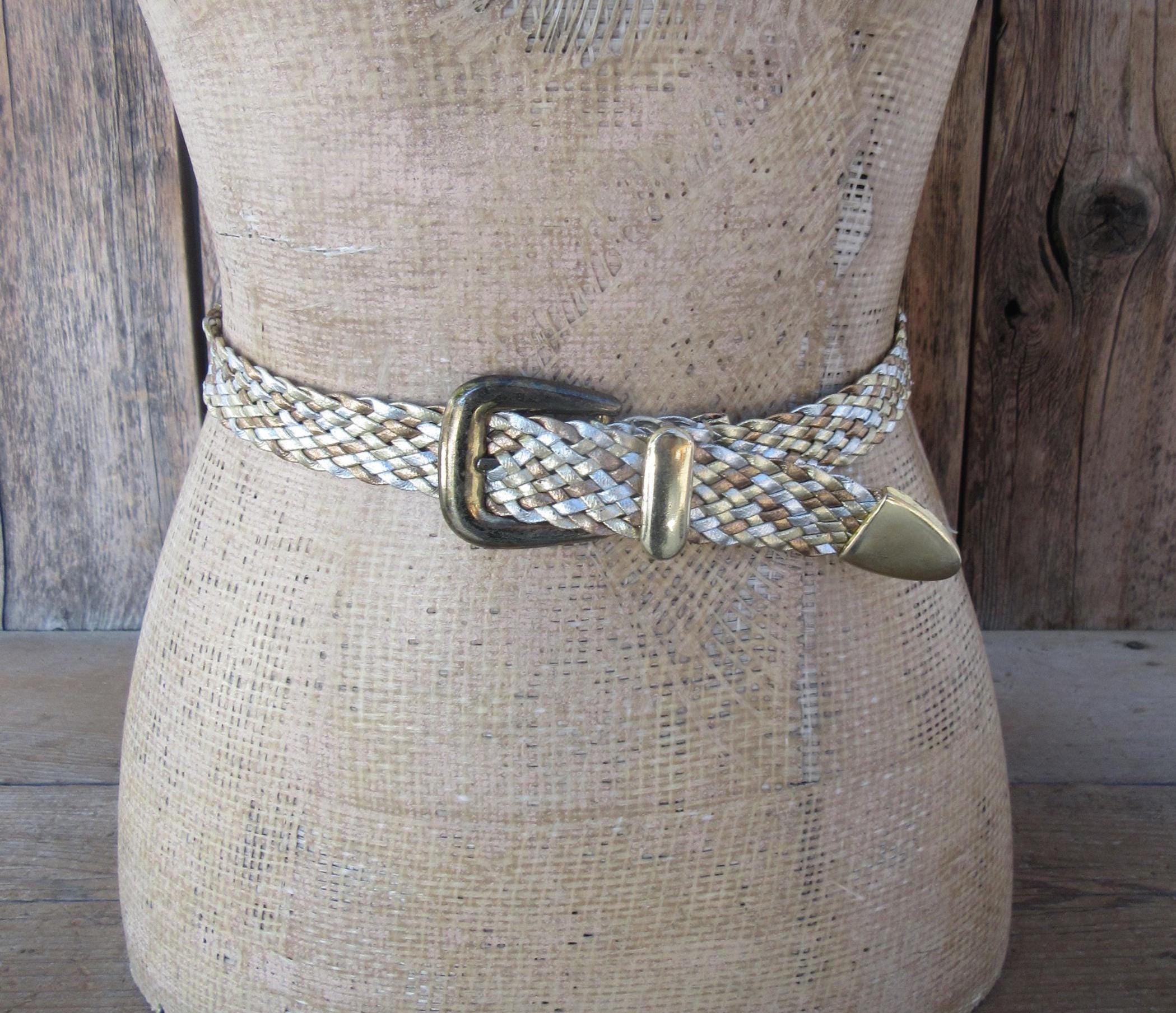 Statement Belt Buckle Metal Woven Gold Silver  Belt Metallic Handmade Unique Women main image 3