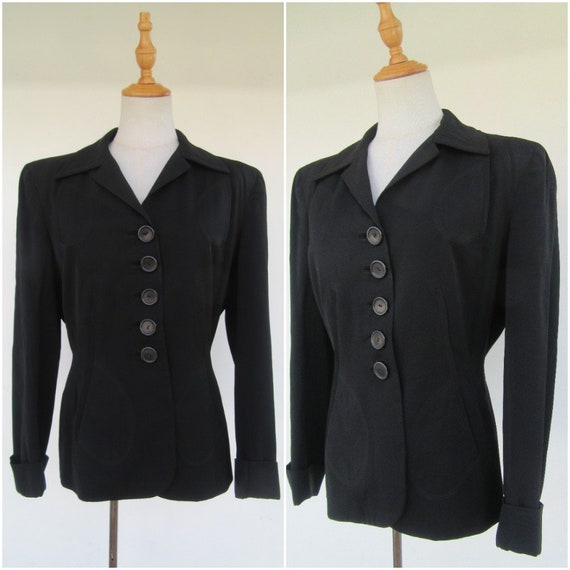 Vintage 1940's Gabardine Blazer | 40's Blazer | Bl