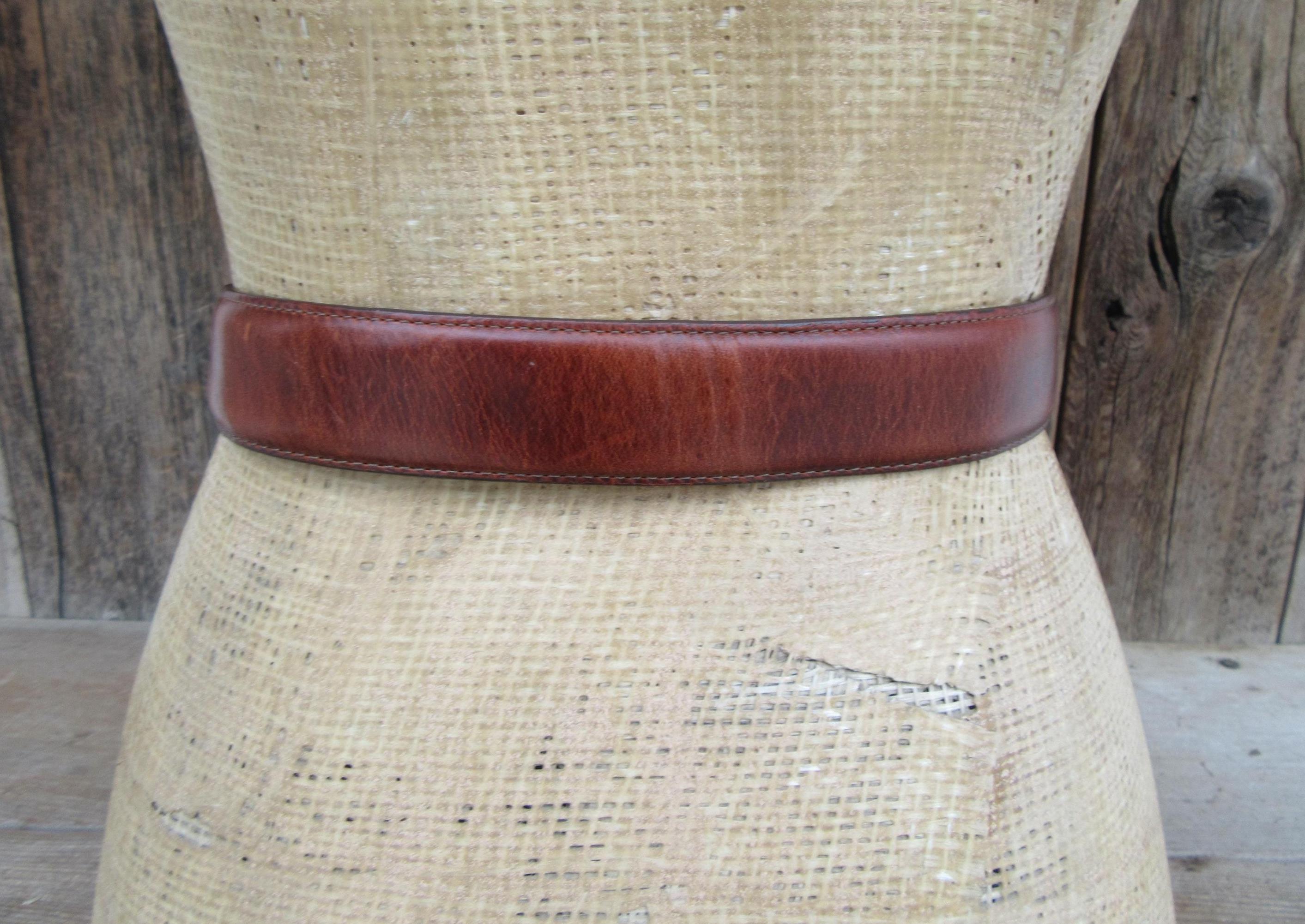 VTG Brighton Belt Sml Brown Leather Croc Embossed Noah\'s Ark Western 90s Cowgirl VTG Sz M Brighton Museum Collection 36303 Brown Croc Leather  main image 2