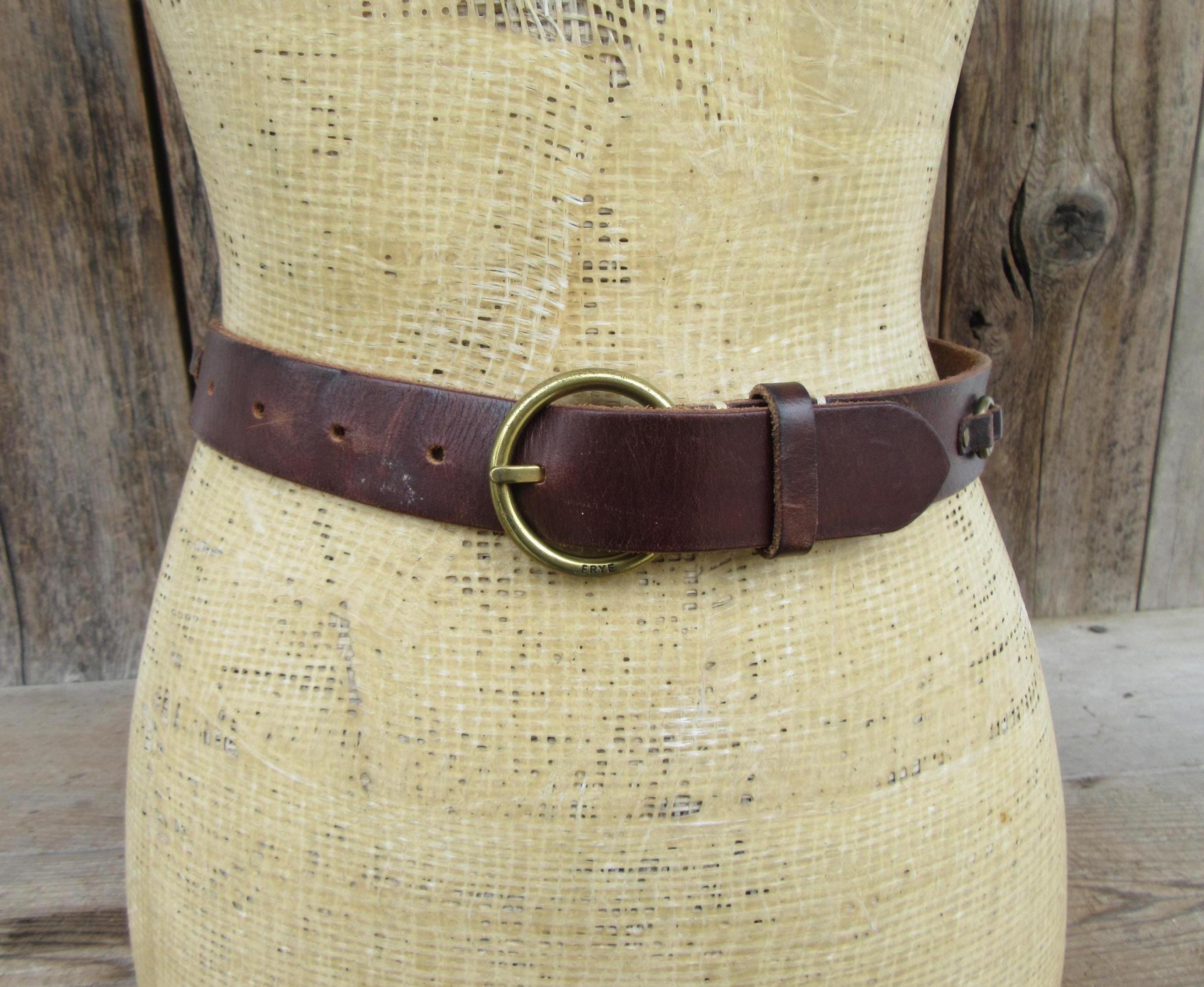 Vintage‎ Frye Leather Belt Brown Size 28 USA Distressed Patina Western Workwear Brown 25mm Belt | The Frye Company main image 3