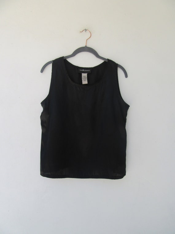 90's Black Satin Shell Tank | Sleeveless Top | She