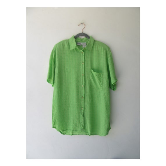 90's Lime Green Short Sleeve Top | Short Sleeve To