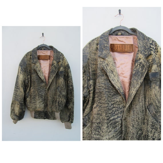 90's Animal Print Leather Jacket |Stonewashed Pri… - image 1