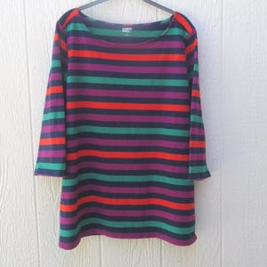 90&#39;s Striped Long Sleeve Knit Tee  | Crew Neck Tee Shirt | Striped Top | Striped Shirt | Large Striped Tee