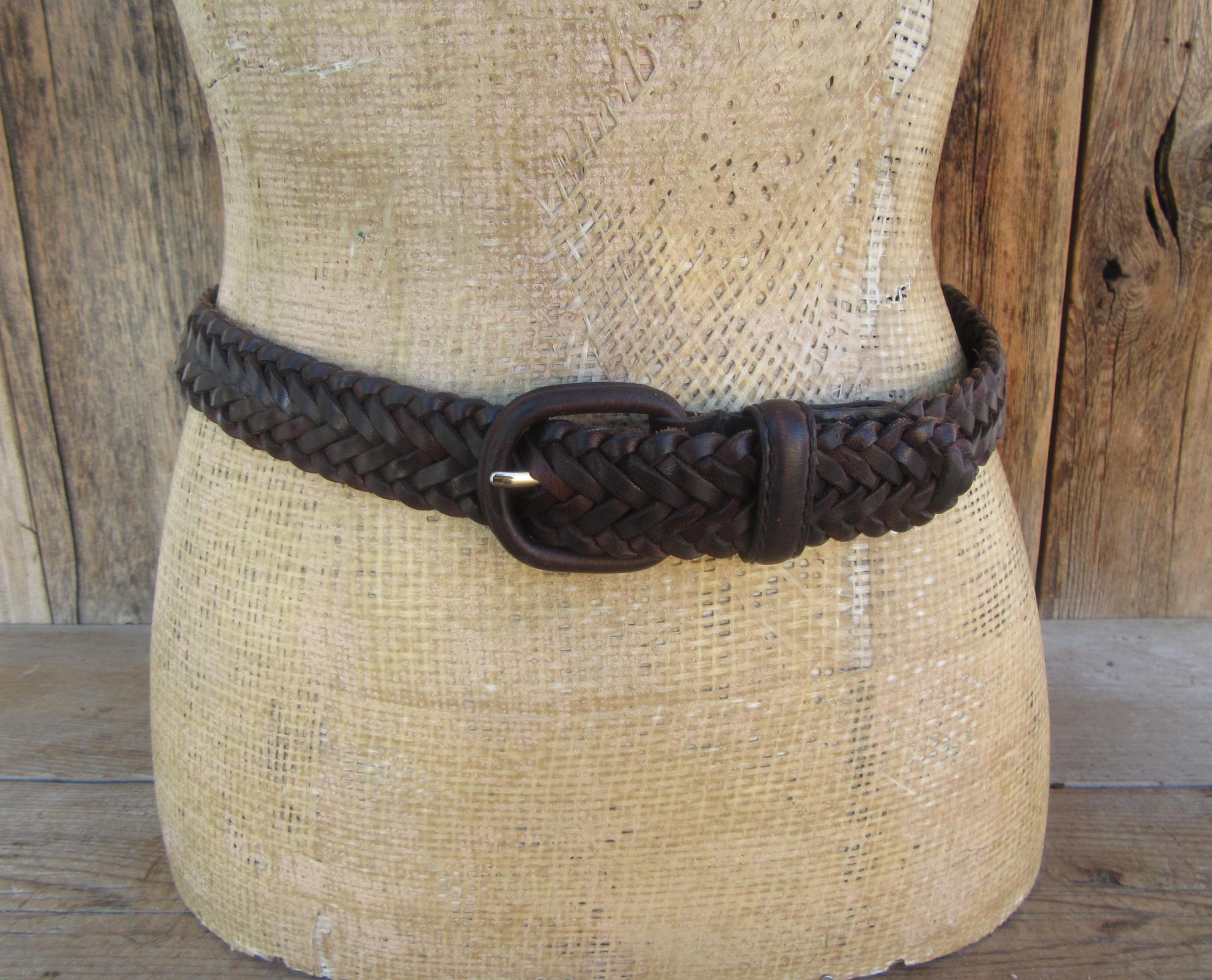 Avant Garde Braided Leather statement Belt Women Black Brown Croc edgy vintage Dark Brown Crocodile Embossed Leather Belt | Le Alfré main image 4