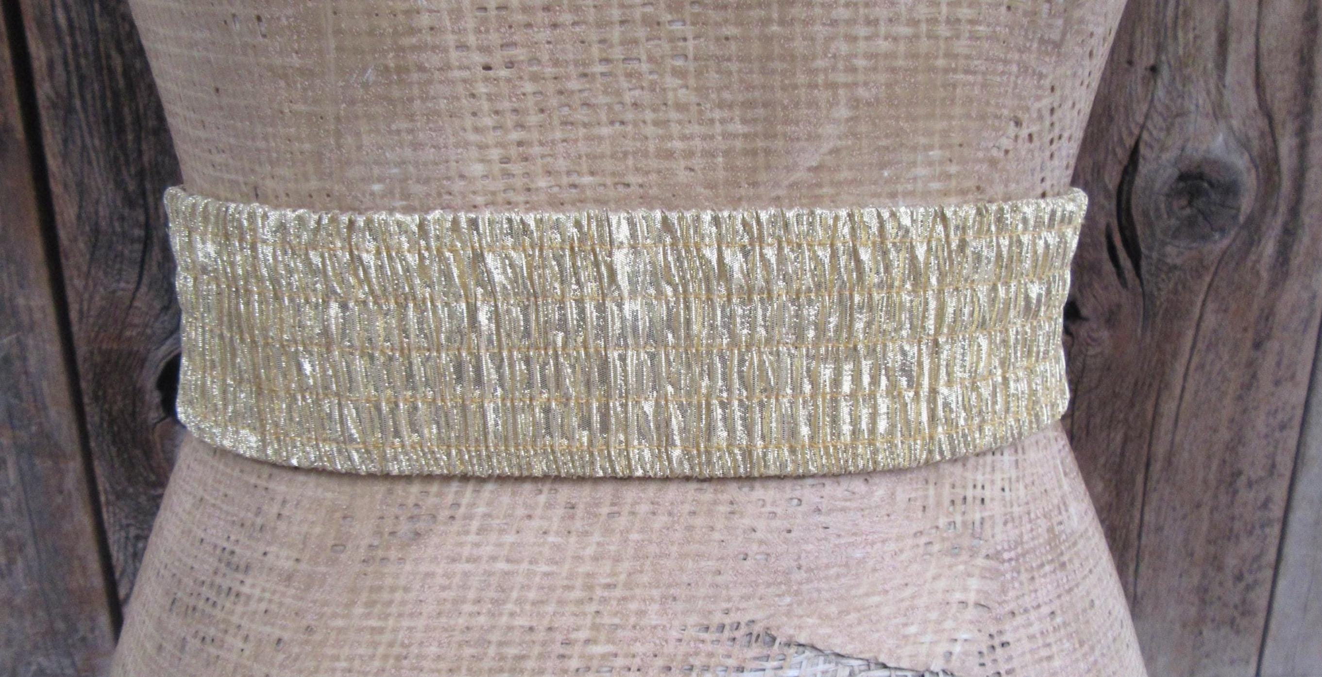 Gold or Silver Metal Floral Buckle Accent Wide Stretch Elastic Statement Belt Women Chic Fashion Silver Metal Heart Buckle Belt Gold Color  main image 2