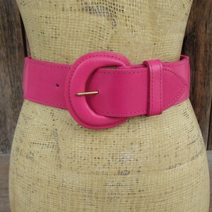 Magenta Leather Belt - Etsy display picture 3