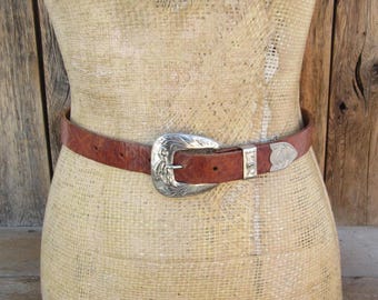 ワックス加工ウエスタンベルト | シルバーバックルテーパード