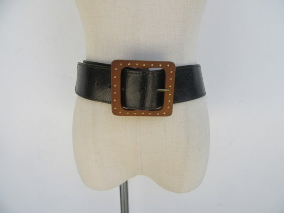 Vintage Calvin Klein Women's M White Leather Belt Mixed Metal Buckle *AS  IS*