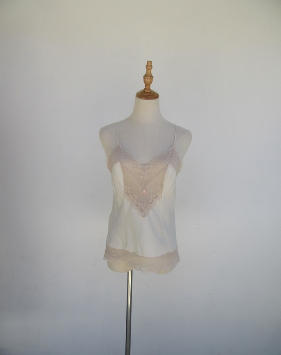 80s Ivory Lace Camisole | Silky Camisole | Lace De