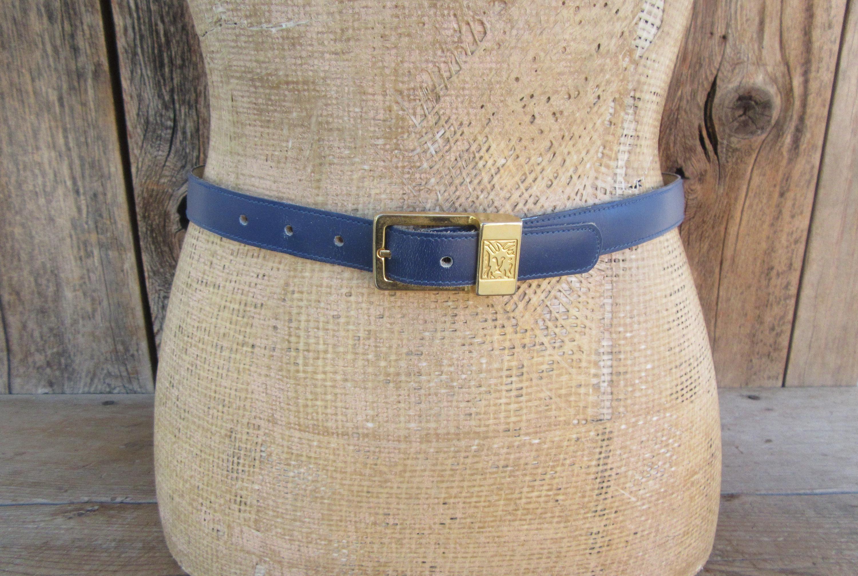 Vintage Anne Klein 70s Saks Fifth Avenue Navy Leather Belt Gold Tone Buckle Med Anne Klein Belts - Etsy main image 3