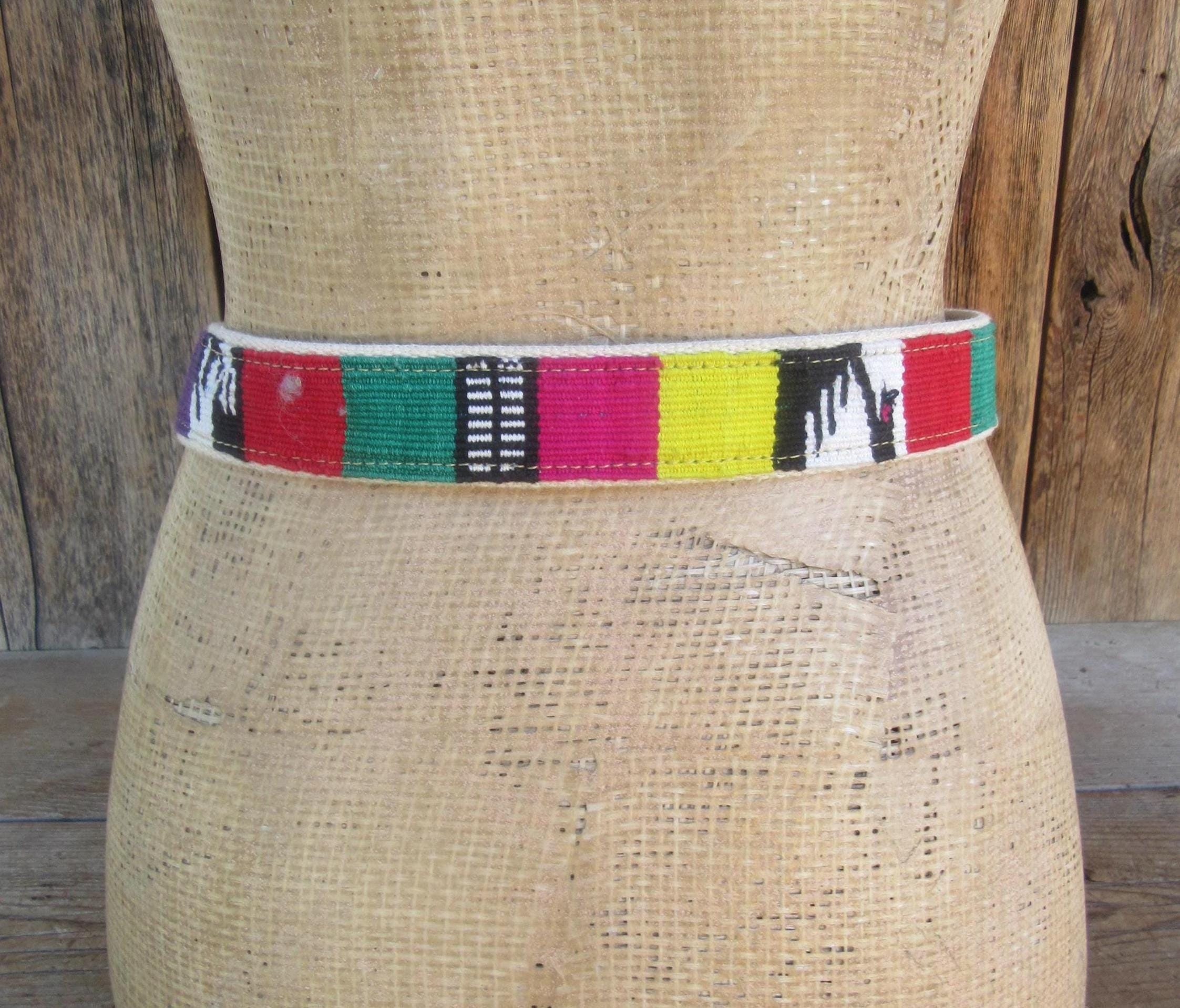 Vintage Boho Woven Belt Leather Artisan Southwestern Serape Size 36 Serape Leather Belt - Etsy main image 3