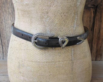 Cinto Ranger de couro com relevo de crocodilo preto Brighton dos anos 90: Cinto de couro M 30