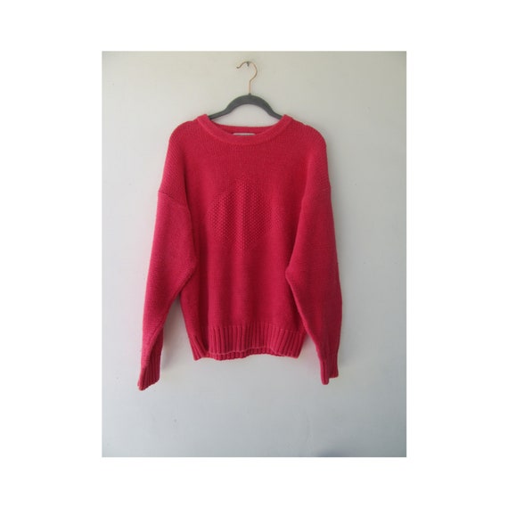 80's Hot Pink Knit Sweater | 80's Gap Knitted Swea