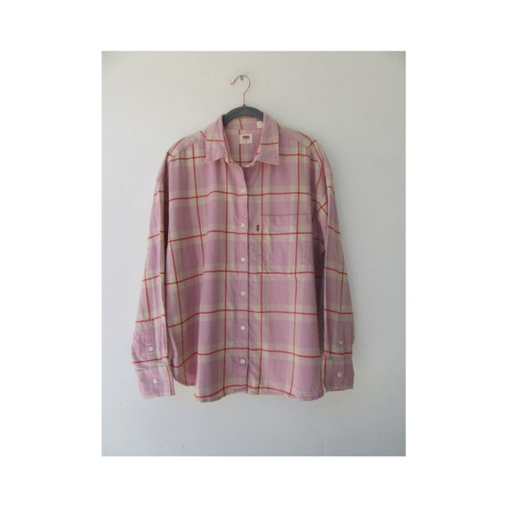 90s Pink & Red Plaid Long Sleeve Women's Top | But