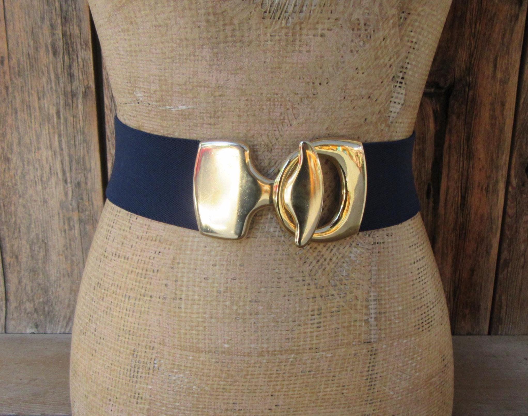 Navy Stretch Belt With Gold - Etsy display picture 2