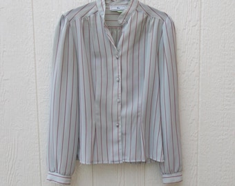 Top de manga larga sin cuello y rayas estilo años 80: Talla pequeña