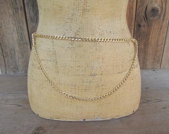 1980s 1990s Gold Tone Chain Link Belt // 80s 90s Gold Chain  display picture 1