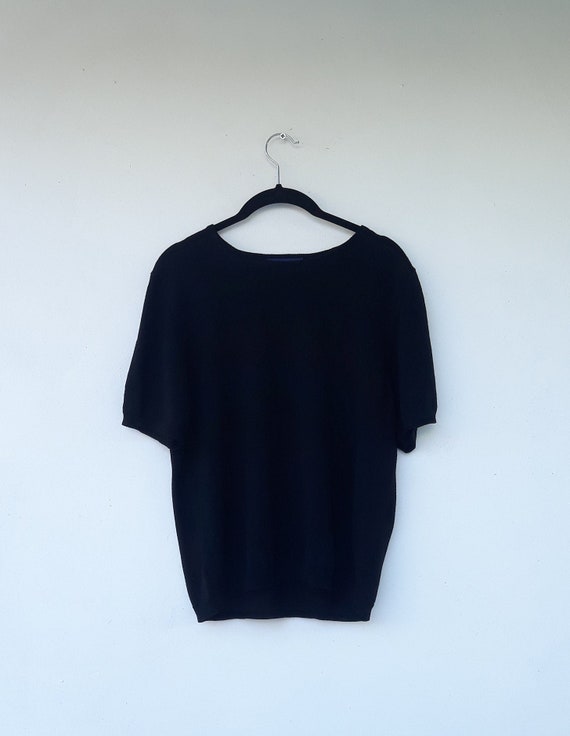 90's Black Short Sleeve Sweater Top 100% Wool Sweater - Etsy Israel
