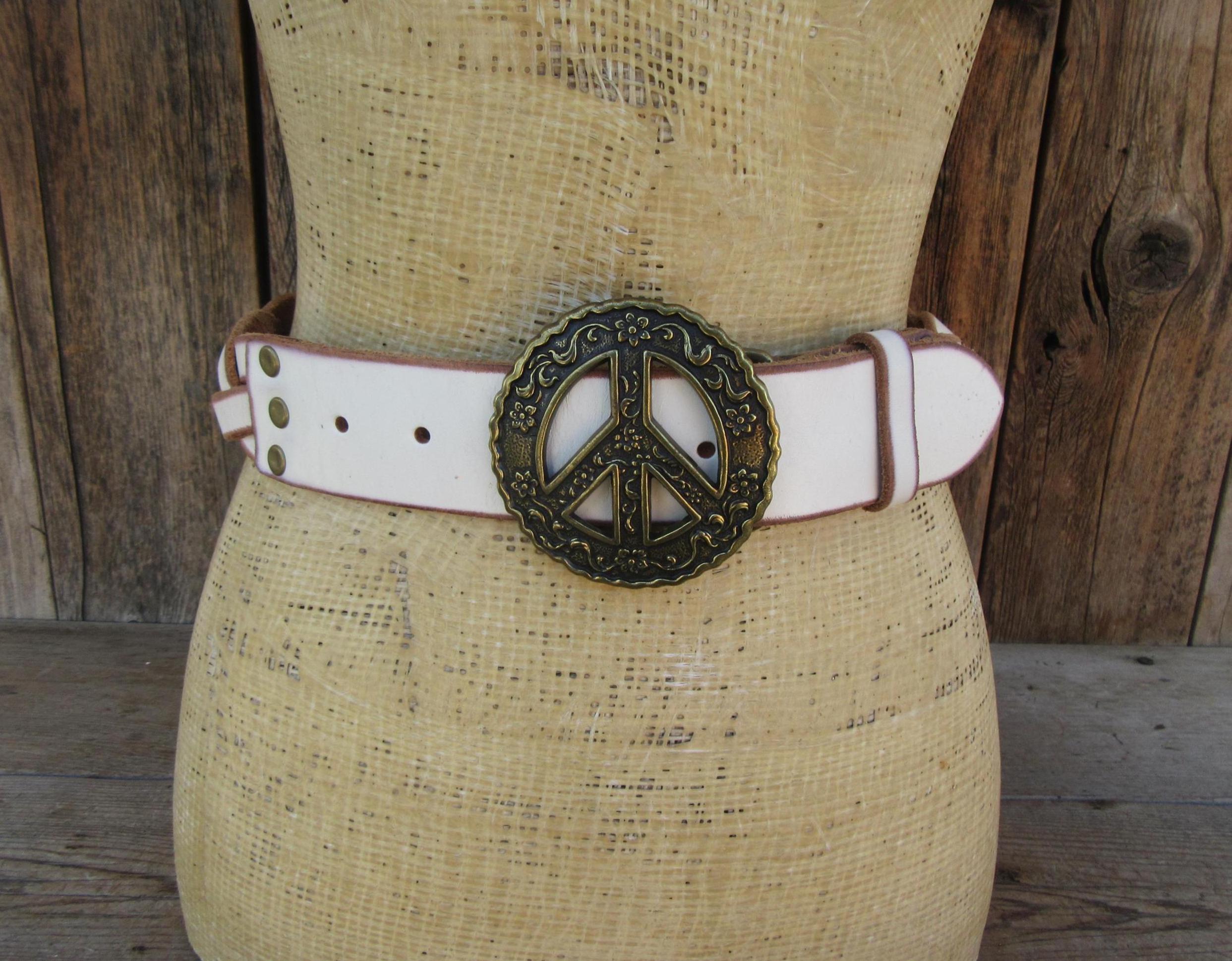 Y2K Lucky Brand White Leather Braided Belt: Brass Tone  display picture 1