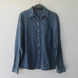 Camicia in denim con stampa di ancora anni &#39;90 / Top in denim / Camicetta in denim / Camicia in denim di cotone / Camicia in denim piccola