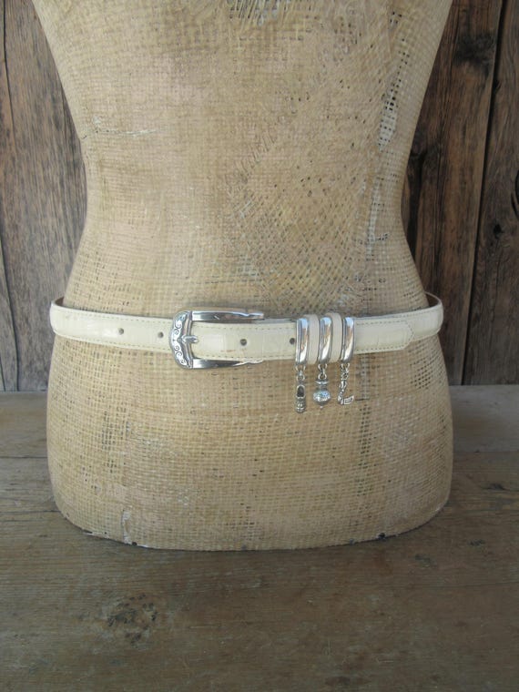 90s White Croc Embossed Leather Belt: Golf Charms, Brighton  display picture 1