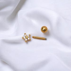 Piercing chip, stainless steel, unscrewable bar, ball, bar 6mm, 8mm, 10mm, conch, helix, tragus, lobe, ear jewelry, zircons