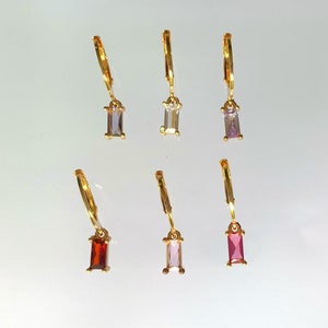 Colorful gold-plated zircon earrings, sleeper, mini creole individually