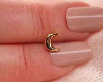 Moon piercing, stainless steel, ball bar, 6mm, 8mm, 10mm, lobe, conch, tragus, helix, ear jewelry
