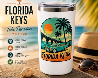 Florida Keys Vintage Sonnenuntergang Kunst, Retro Küstenwandkunst, Strandhaus Dekor Tropisches Reiseplakat, Florida Keys Geschenk Küstenästhetischer Druck