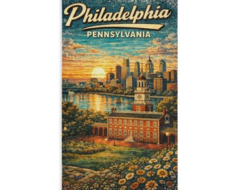 Handduk för Philadelphia, Pennsylvanias silhuett | vintage reseaffisch