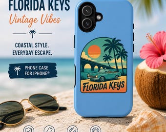 Florida Keys Vintage Sunset Palm Phone Case | Tough Magnetic Case IPhone 17 Series