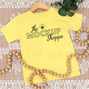 Yellow, Bella Canvas 3001T toddler mockup, Bella Canvas kids mock-up, simple Bella mocks, toddler shirt flat lay, boho lifestyle mockup