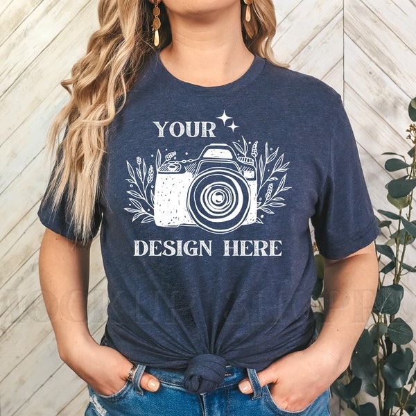 3001 model mockup, Heather Navy, Bella Canvas 3001 mockup, Bella mockup template, Fall Tshirt, simple lifestyle mockup, digital download