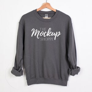 Gildan 18000 mockup Charcoal, hanging Gildan mockup, 18000 Gildan heavy cotton mockup, simple lifestyle mockup, 18000 sweatshirt mockup