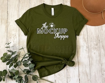 Bella Canvas 3001 mockup, Olive, Bella mockup, Boho Tshirt flat lay mockup, 3001 mockup, simple women's lifestyle mockup, digital mockup