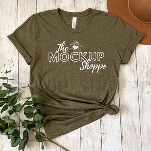 Heather Olive, Bella Canvas 3001 mockup, Bella mockup, Tshirt flat lay mockup, 3001 mockup, simple women's lifestyle mockup, digital mockup