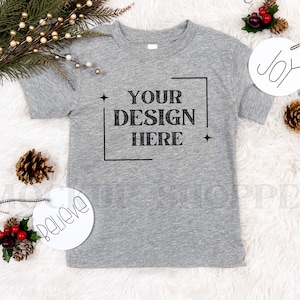 Bella Canvas 3001T Weihnachten Mockup, Athletic Heather, Bella Canvas Kinder Mockup, einfaches Bella Mockup, Unisex Kleinkind flach Urlaub Mockup