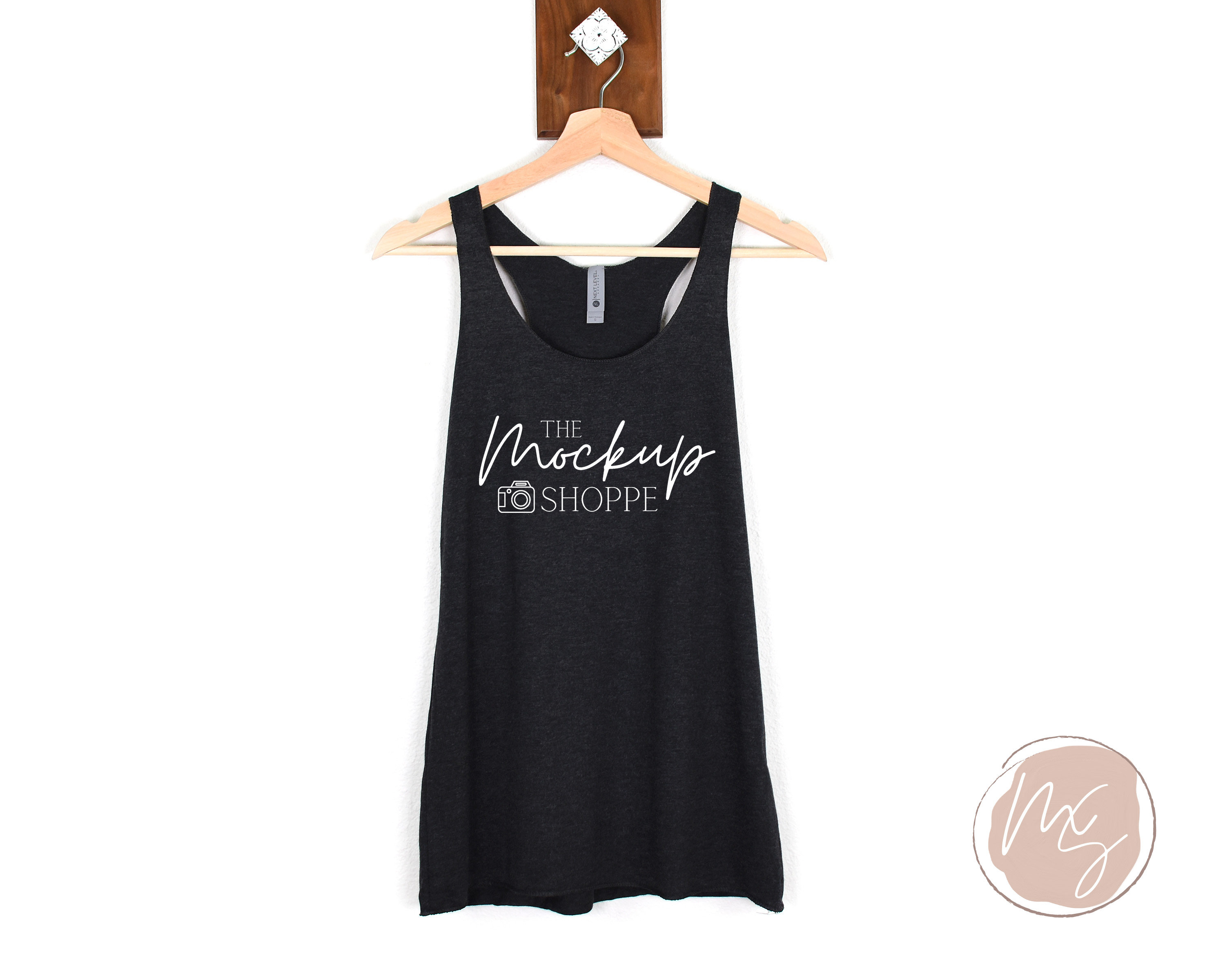 Vintage Black, Next Level 6733 mockup, hanging mockup, Next Level 6733 flat lay, spring or summer lifestyle mockup, 6733 triblend racerback