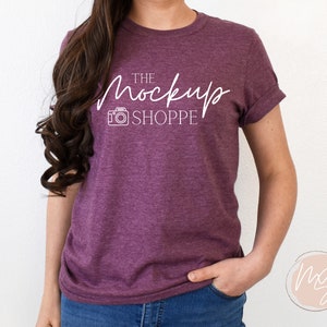 Gildan 64000 model mockup Heather Maroon, 64000 soft-style mockup, simple Gildan mockup, crewneck tshirt, lifestyle summer mockup, digital