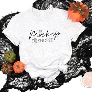 Halloween mockup, Ash Bella Canvas 3001 mockup, Bella mockup template, Fall Tshirt flat lay, simple lifestyle mockup, digital download