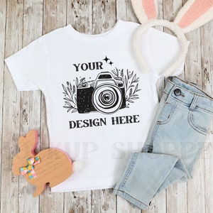 Easter mockup, Bella Canvas 3001T toddler mockup, Bella Canvas kids, simple Bella mocks, toddler shirt flat lay, girls cute lifestyle mockup