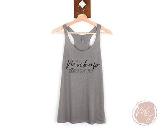 Venetian Grey, Next Level 6733 mockup, hanging mockup, Next Level 6733 flat lay, spring or summer lifestyle mockup, 6733 triblend racerback
