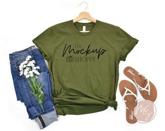 3001 Olive, Bella Canvas 3001 mockup Olive, Bella mockup, Spring Tshirt flat lay, lifestyle mockup, summer t shirt mock up, digital mockup