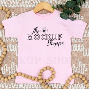 Pink, Bella Canvas 3001T toddler mockup, Bella Canvas kids mock-up, Bella mockup, toddler shirt flat lay, boho lifestyle mockup, digital